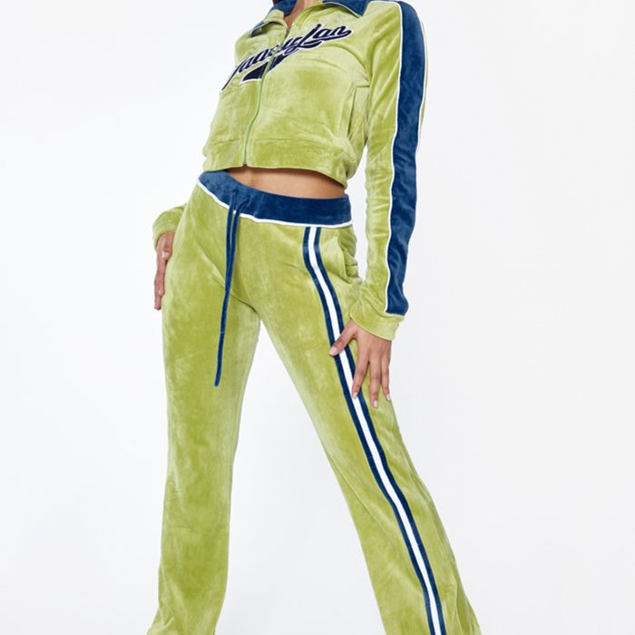 Custom velour tracksuit for women's velvet velour tracksuit jogger set