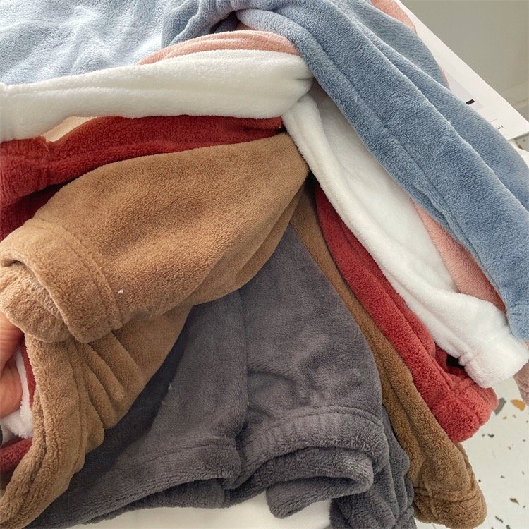 Winter Long Coral Pajamas Pure Color Women Pyjamas Coral Fleece Soft Warm Girl's Sleepwear Thick Pjs Pajamas Set