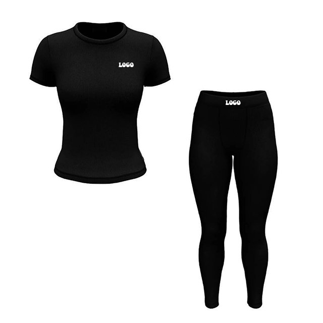 New Arrivals Sports Wear Breathable ribbed Skinny Crop Tops Leggings for Women Lounge Wear 2 Piece Set Women's Sets