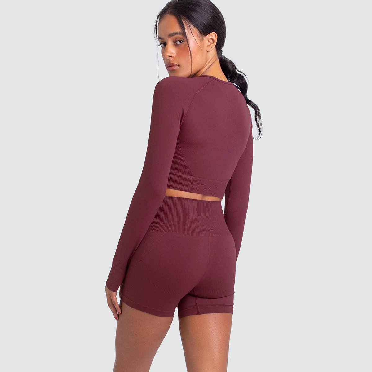 New Seamless 2 Piece Set Solid Color High Elasticity Tight Workout Gym Fitness Yoga Women's Sets