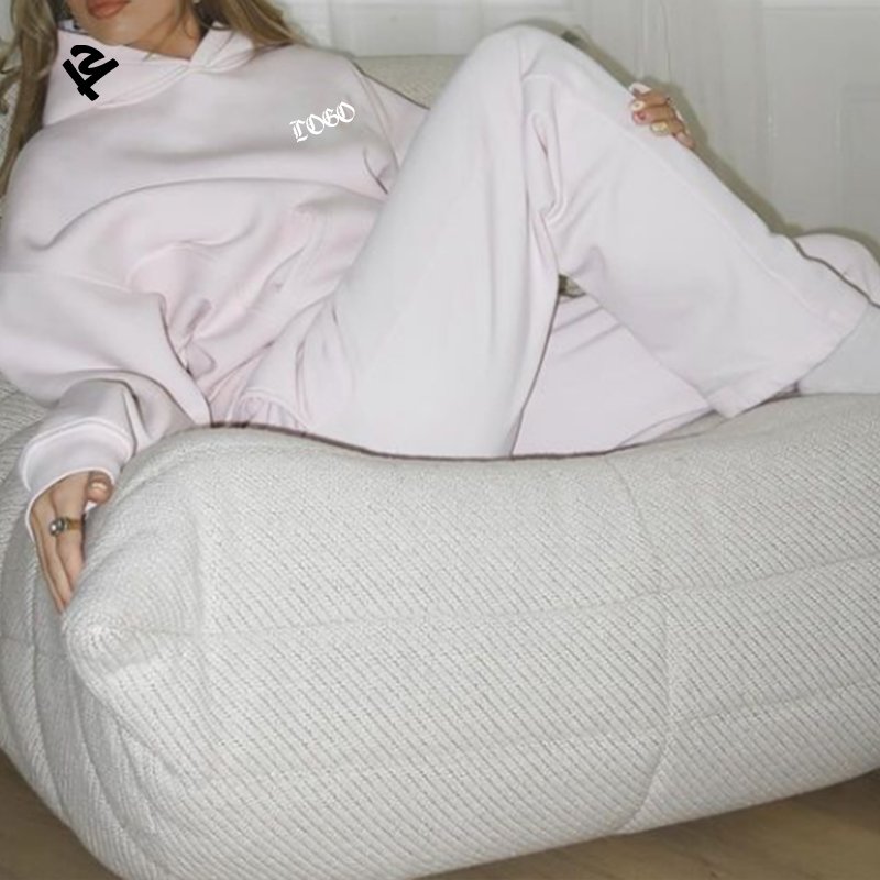 F240481 Women's Sets Custom 2 Piece Set Women Long Sleeve Hoodies And Wide Leg Pant Fleece Streetwear Sweatpants And Hoodie Set