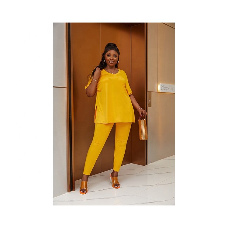 Wholesale Cheaper Plus Size Solid Color Leisure Woman Two Piece Set