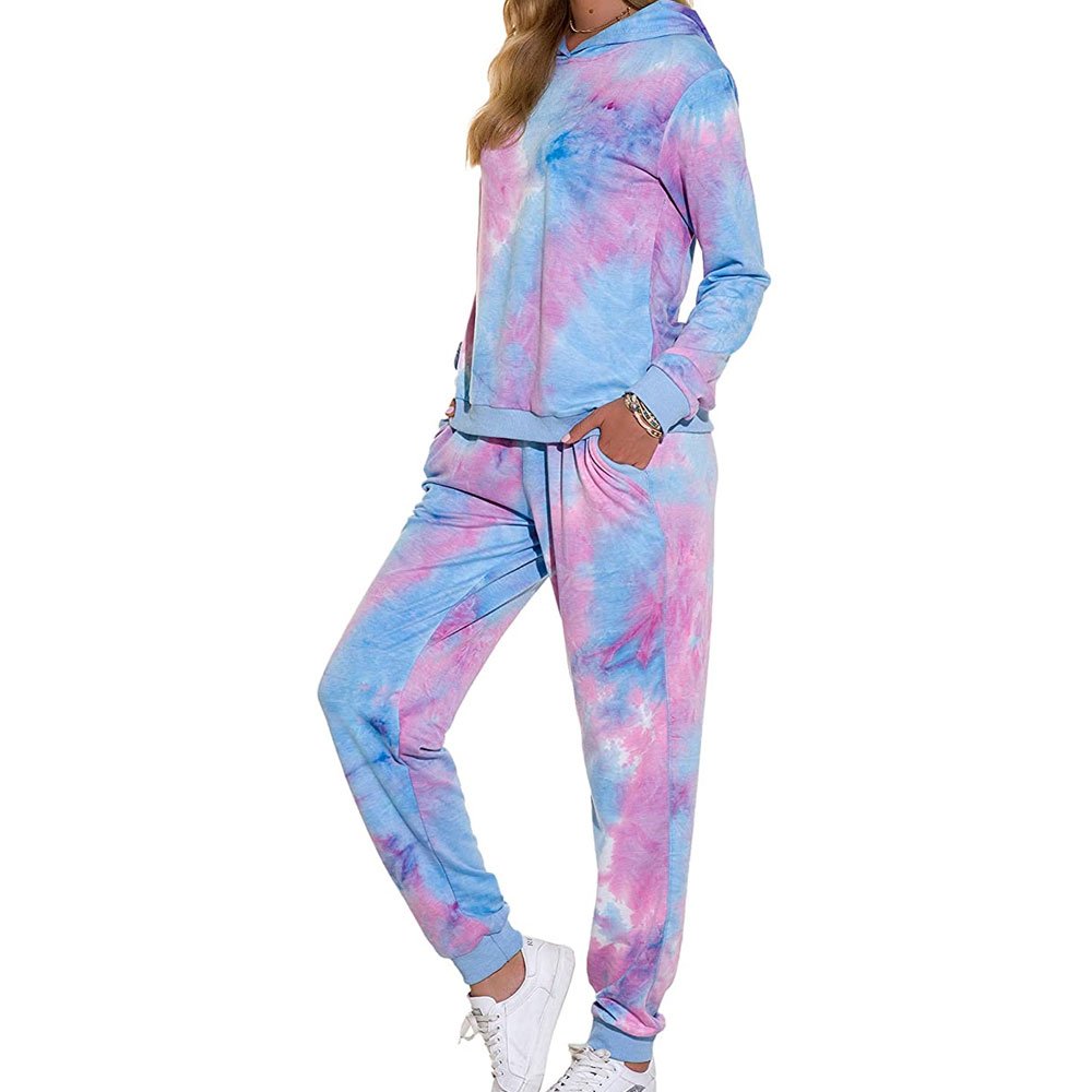 women tie-dye hoodie 2021 Fall Winter Sweatpants And Set Crop Hoodies Jogger Sets Wholesale Women Hoodies 2 Piece