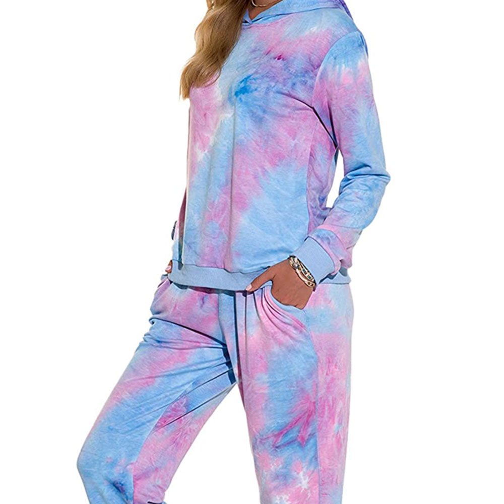 women tie-dye hoodie 2021 Fall Winter Sweatpants And Set Crop Hoodies Jogger Sets Wholesale Women Hoodies 2 Piece