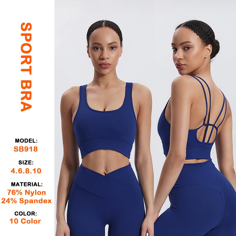 Women's Sexy Sling U Neck Sports Bra Fitness Clothing Beautiful Back Crop Top Detachable Chest Pads Workout Yoga Bra For Women