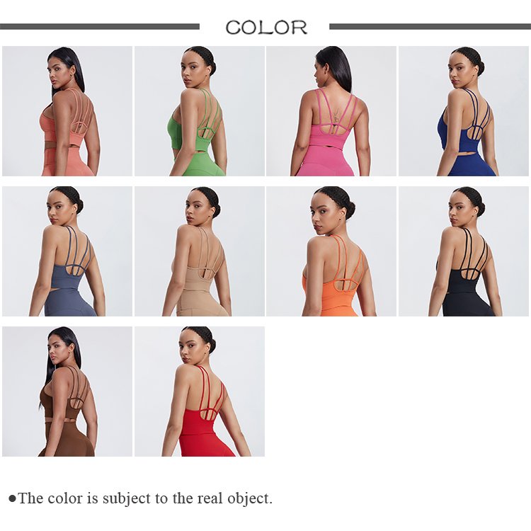 Women's Sexy Sling U Neck Sports Bra Fitness Clothing Beautiful Back Crop Top Detachable Chest Pads Workout Yoga Bra For Women