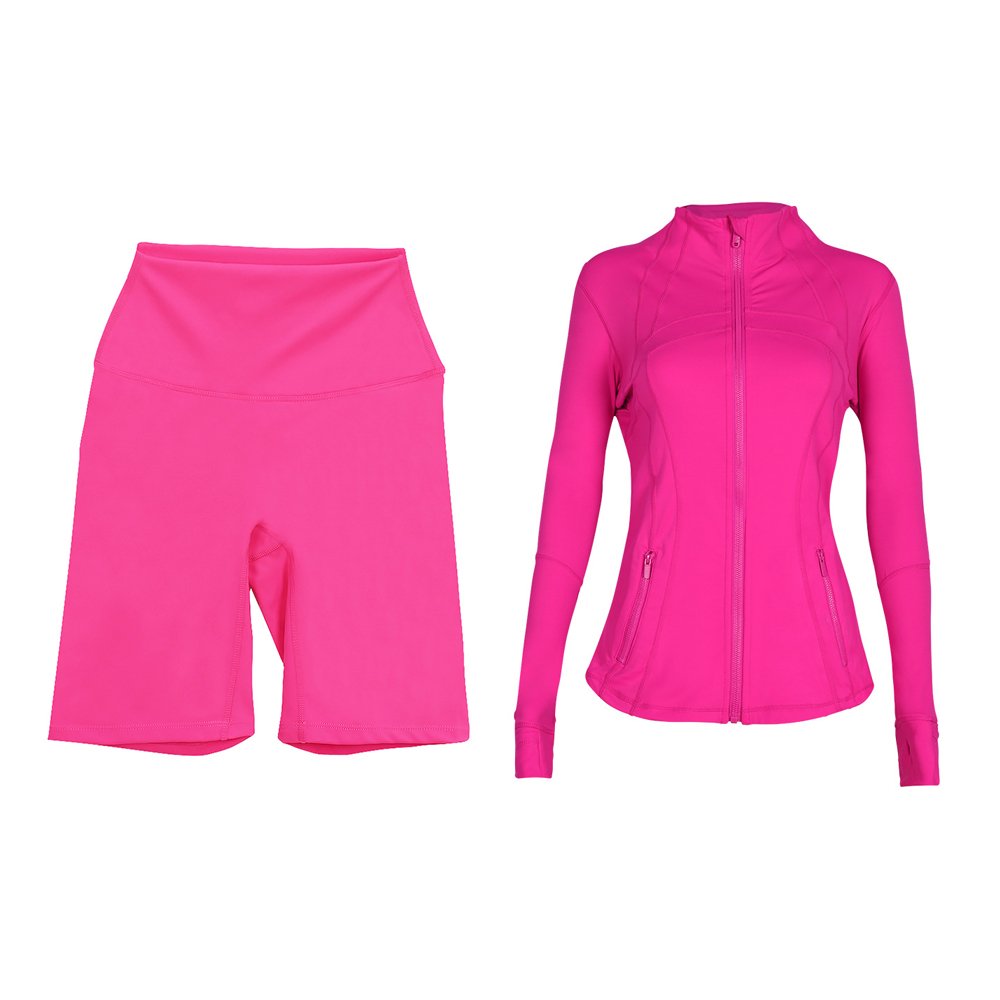 Women's Sports Suit Tight Windproof Casual Running Fitness Jacket & Shorts LULU Yoga Suit 2-piece Set