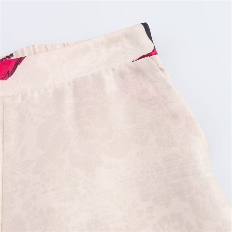 TAOP&ZA women's clothing 2024 summer new European and American style satin high waist casual printed trousers 8092155 8538154