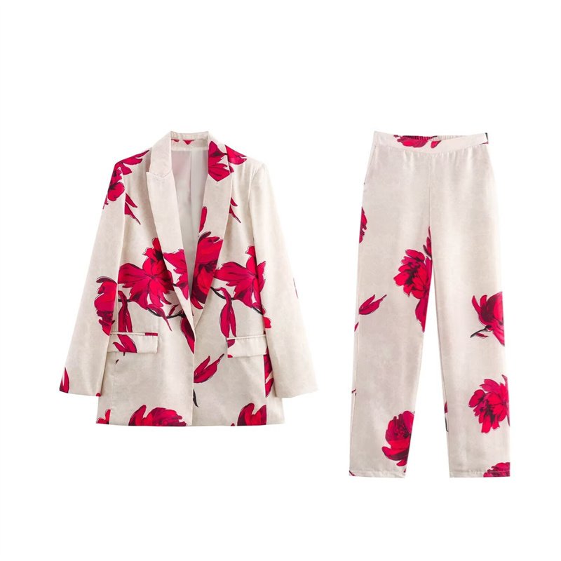 TAOP&ZA women's clothing 2024 summer new European and American style satin high waist casual printed trousers 8092155 8538154