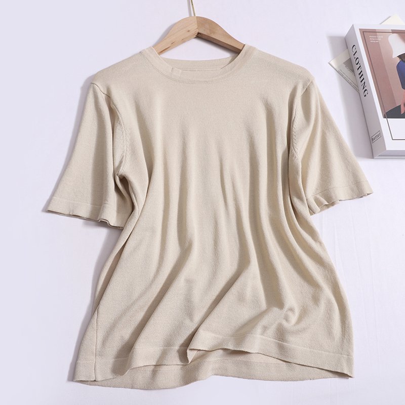 Boutique Wholesale 2024 Autumn New Round Neck Short Sleeved Knitted T-shirt Loose Straight Leg Wide Leg Pants Women's Set