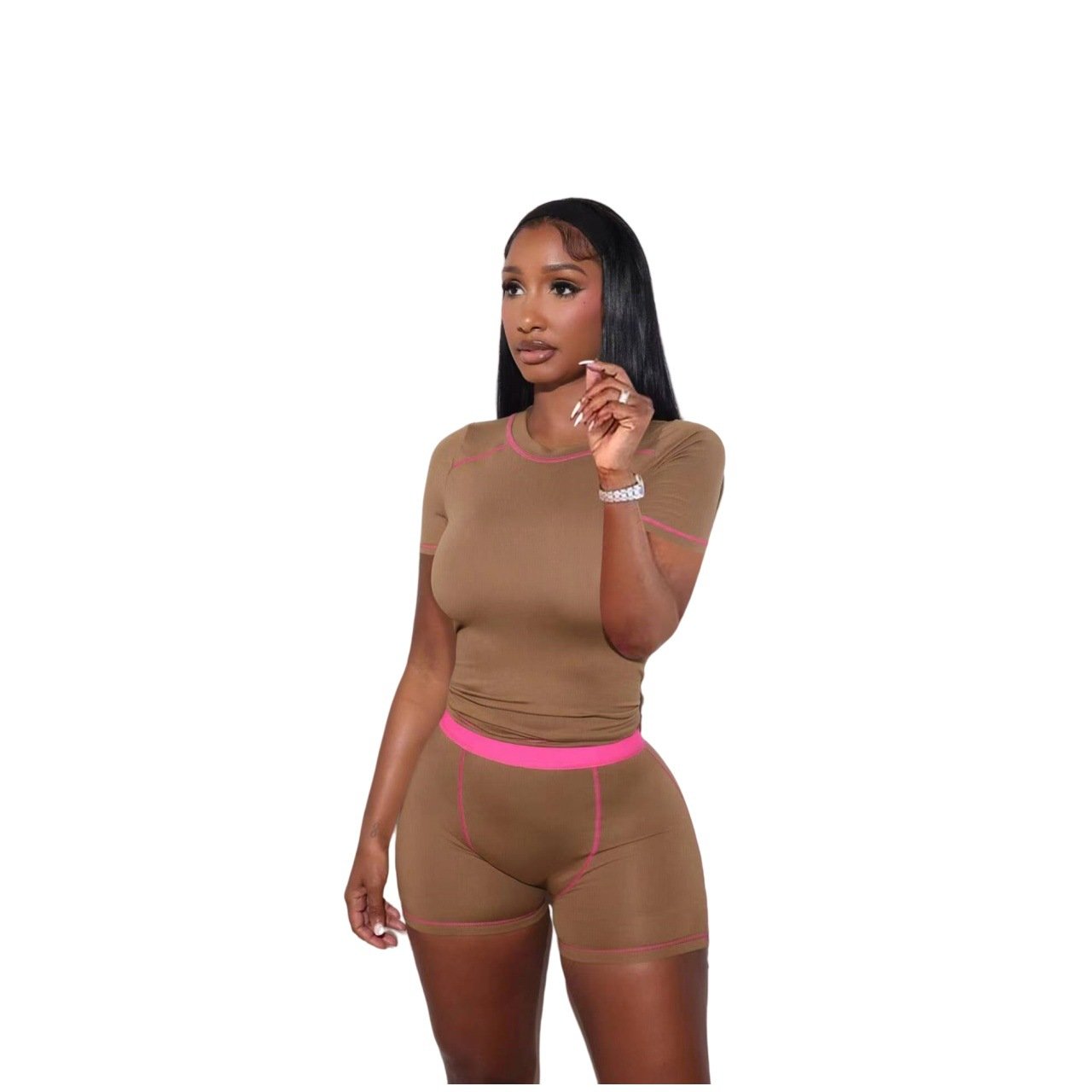 2024 Tracksuits Women Clothing Custom Crop Top Shorts Leggings Sets Rib Loungewear Women 2 Piece Lounge Wear Women'S Sets