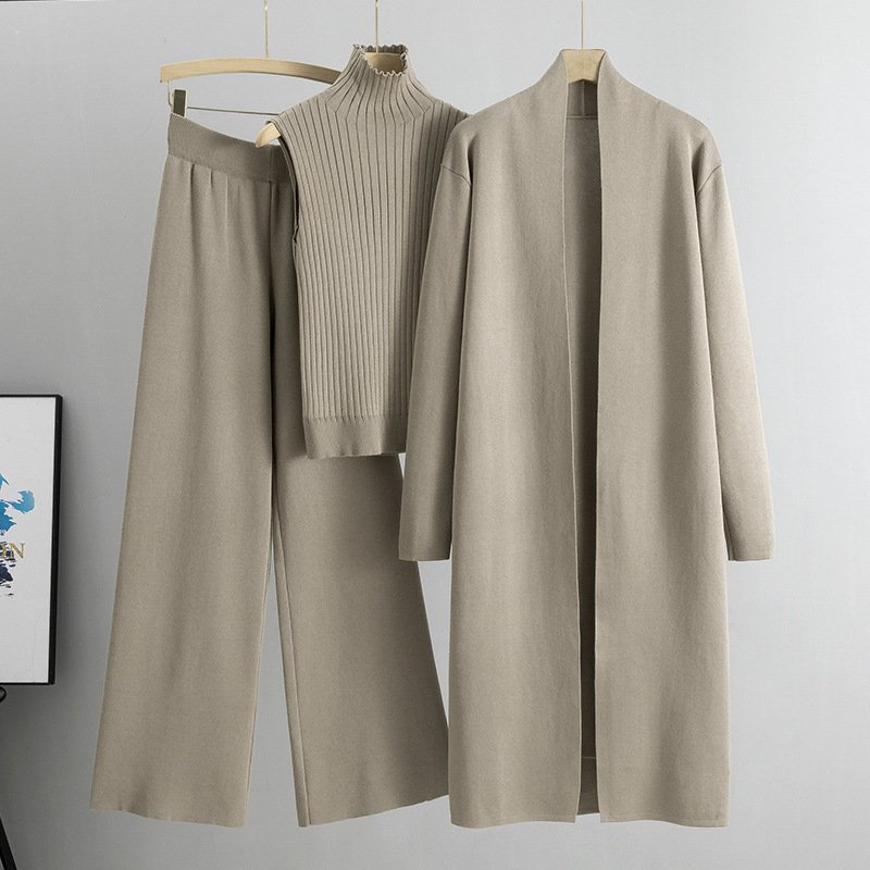 M112 Customized Wholesale 2024 winter Fashion Comfort Set Women's Sets 3 Piece Set Winter Sweater Suit