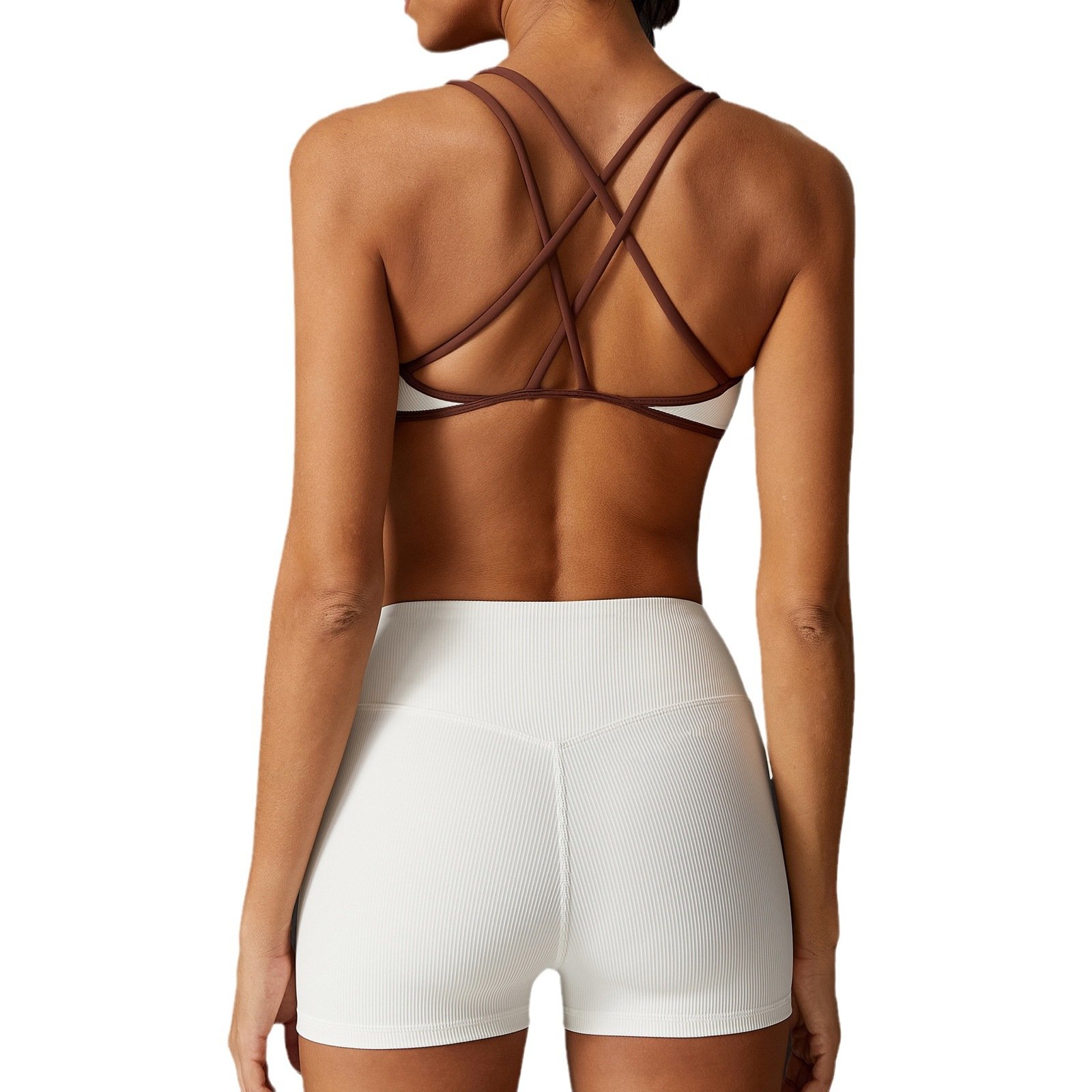 YIYI Ribbed Soft Shockproof Bra Strap Yoga Set Women High Waist Shorts Sets For Women Beauty Back Gym Fitness Wear