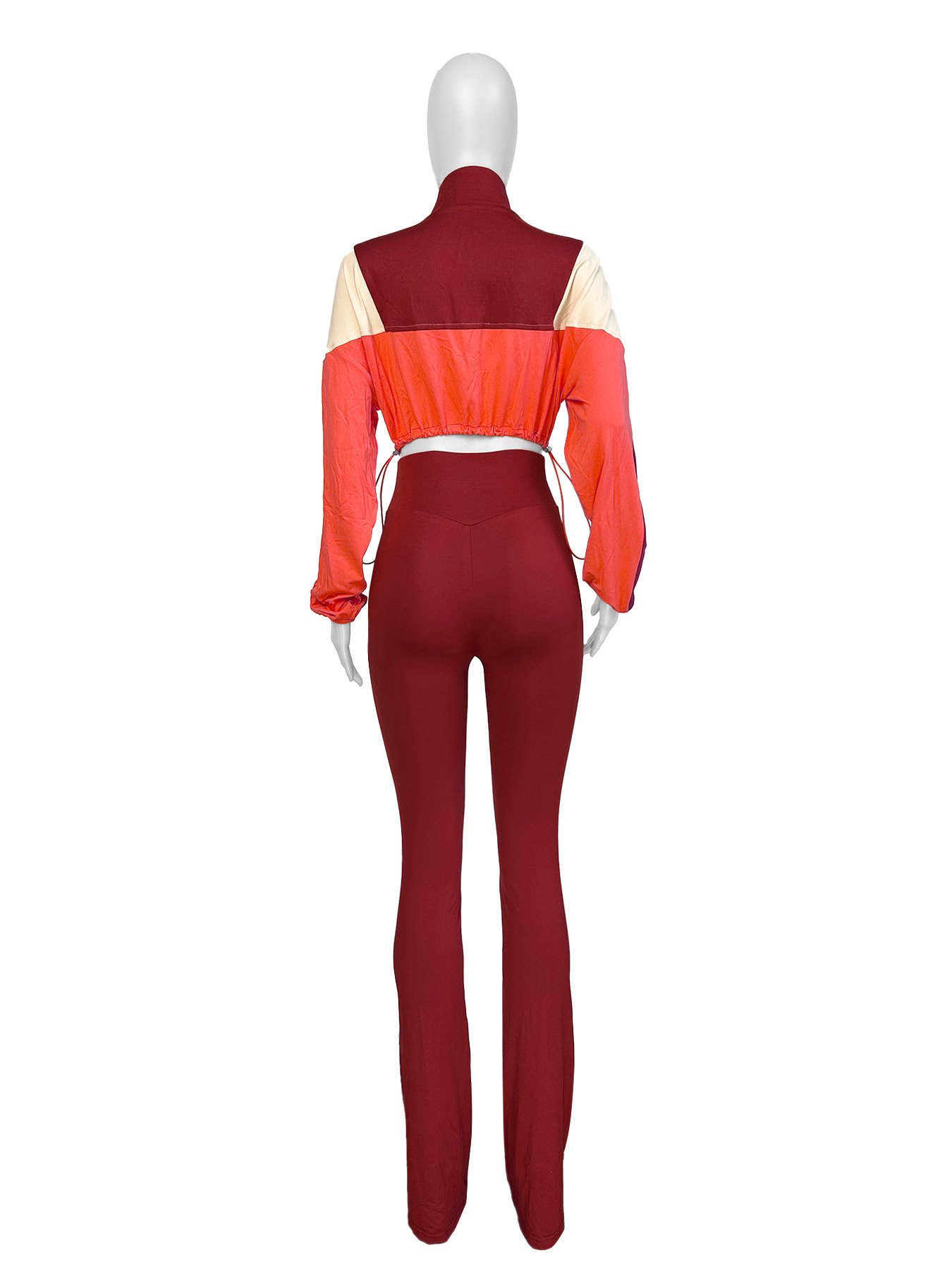 High Quality Women's Casual Sets Zipper Patchwork Sporty Two Piece Sets Women Long Sleeve Drawstring 2 Piece Set Women Tracksuit