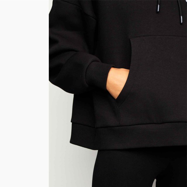 100% Cotton Fleece Wholesale Women Hoodies plain black Hooded Sweatshirt Custom Logo Hoodies sweater