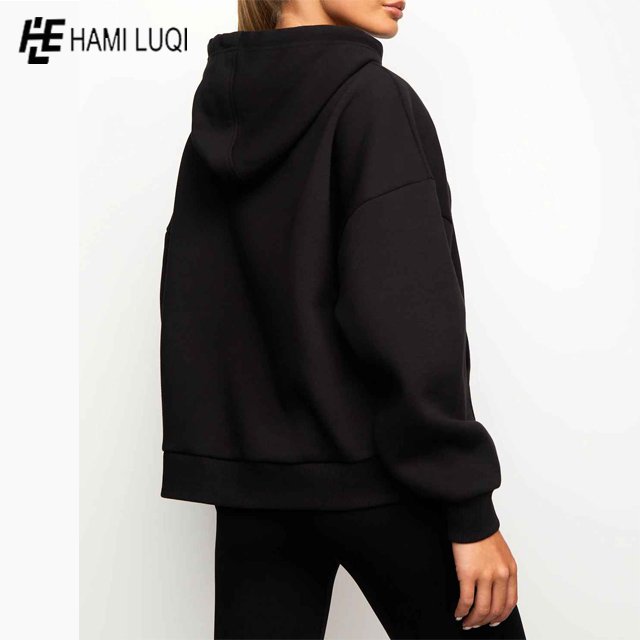 100% Cotton Fleece Wholesale Women Hoodies plain black Hooded Sweatshirt Custom Logo Hoodies sweater