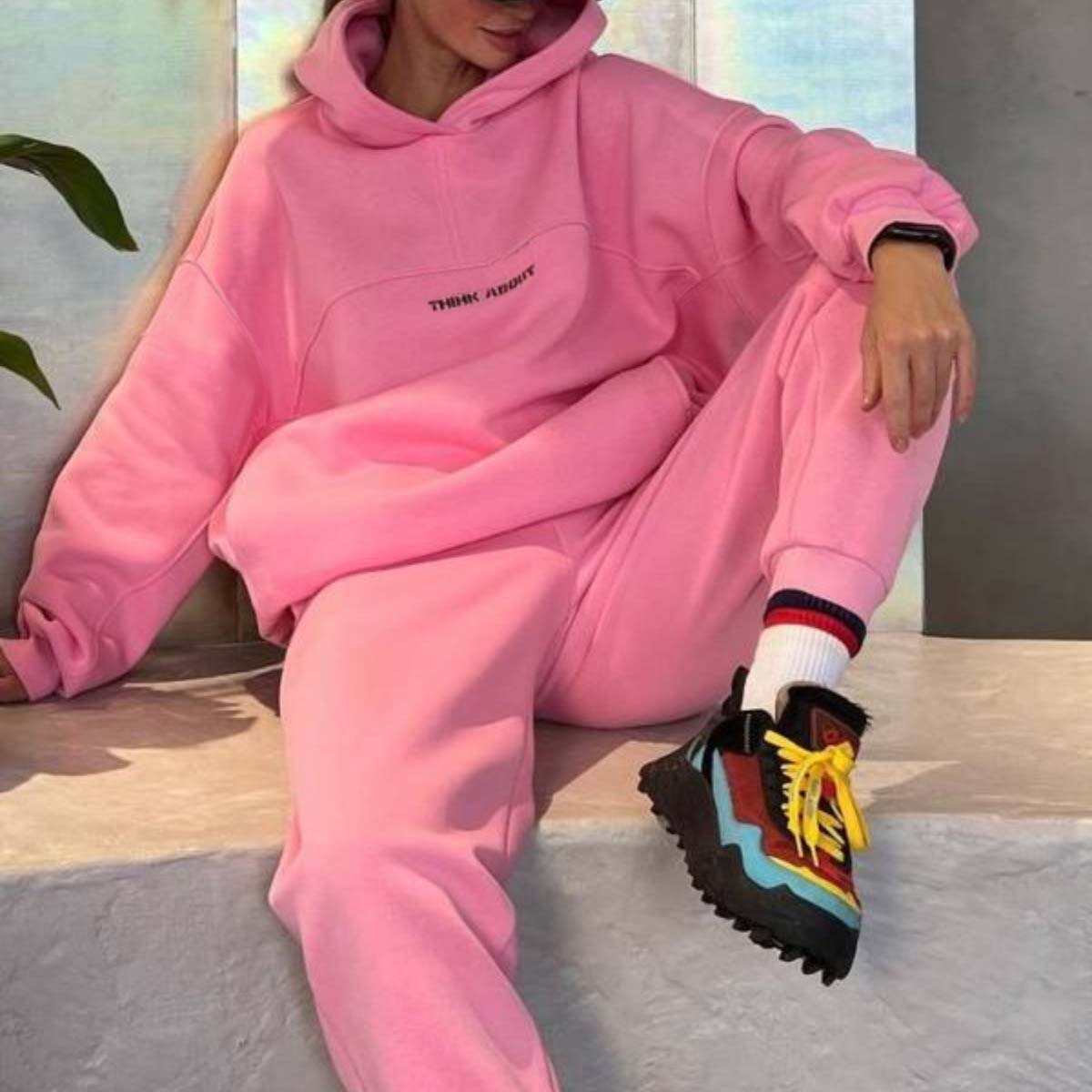 RUIQUWIN Custom Logo Blank Women Two Piece Set Heavyweight Cotton Hoodie And Pants Workout Sets For Women