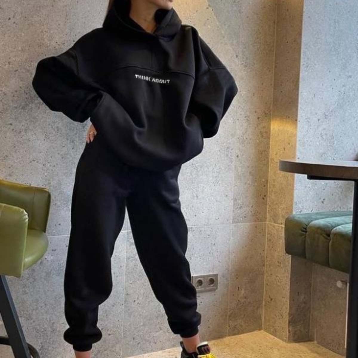 RUIQUWIN Custom Logo Blank Women Two Piece Set Heavyweight Cotton Hoodie And Pants Workout Sets For Women