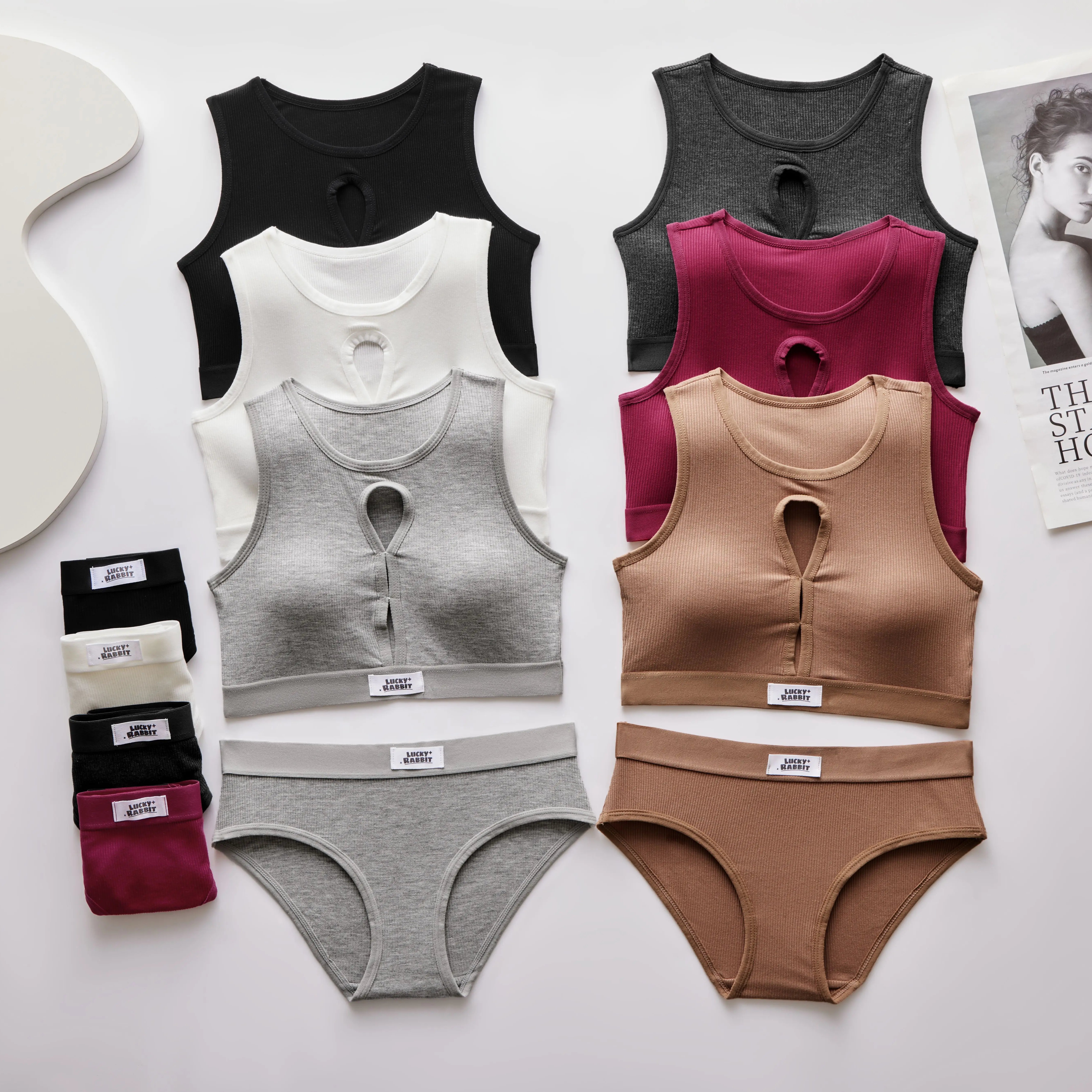 Factory Cotton direct sports bra set seamless back fitness vest shockproof breathable sweat-absorbent underwear set