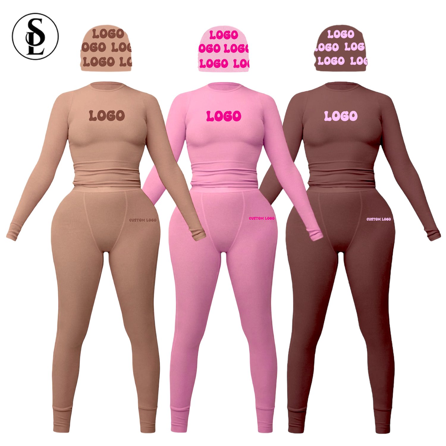 Loungewear Women Sets Manufacturer Custom Logo Scoop Neck Top with Leggings Lounge Wear Women's Sets