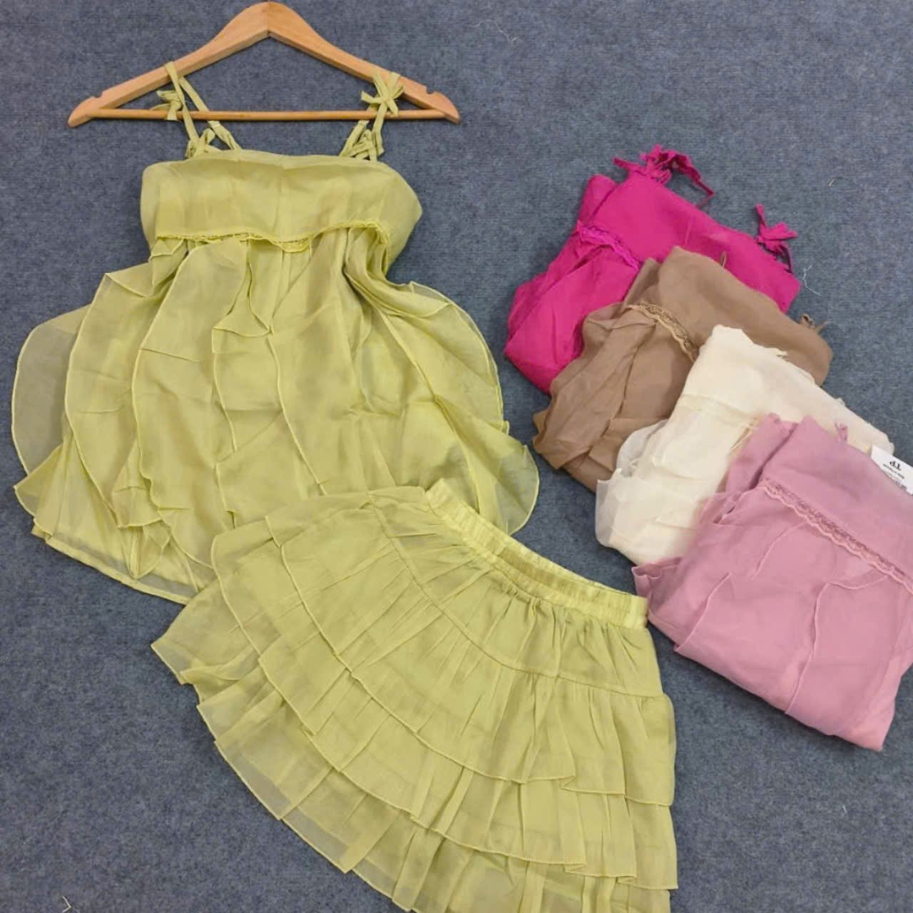 summer sort women's set Factory Price Natural Odm Washable Customized Vietnam Manufacturer Set sort for girl 2 piece long