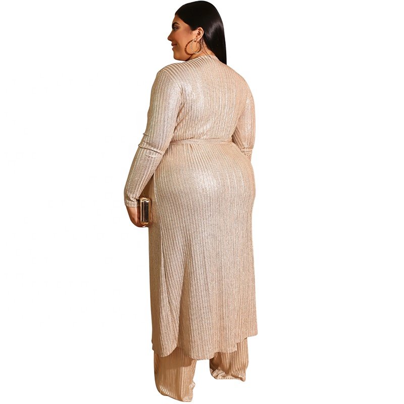 stock women 3 piece bra with long style coat and wide leg pants plus size outfits summer clothes