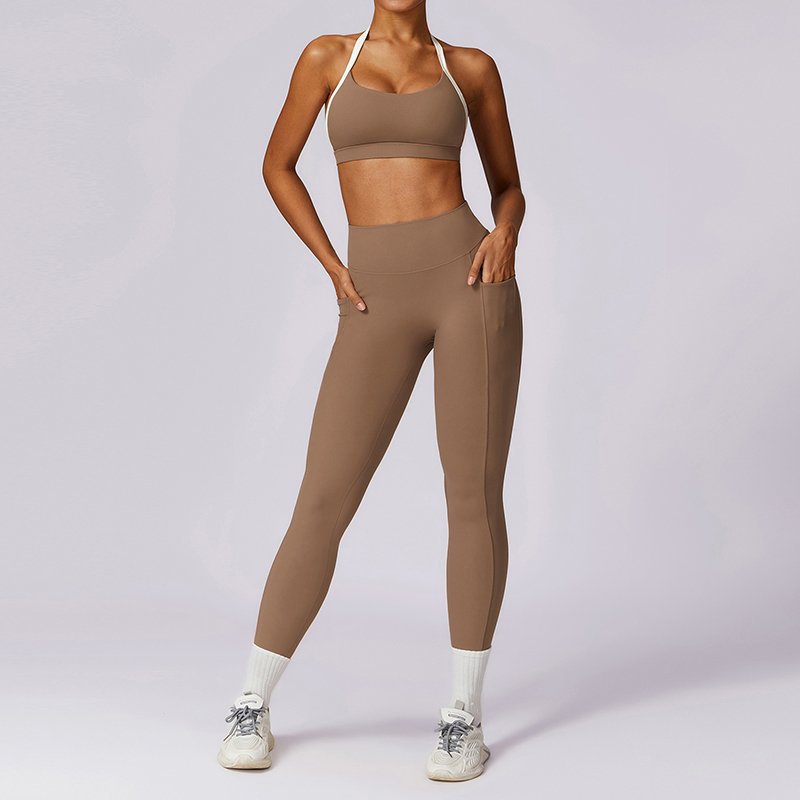 Custom Logo Long Sleeve Activewear Set Workout Scrunch Butt Leggings Womens Gym Sets Fashion Fitness Yoga Wear