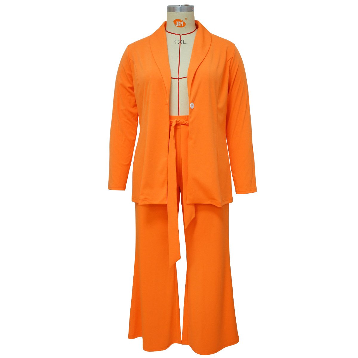 N7904 Plus Size Women's Clothing Ladies Office Wear Outfits Long Sleeve Blazer And Tie Up Pants Suits Set For Women