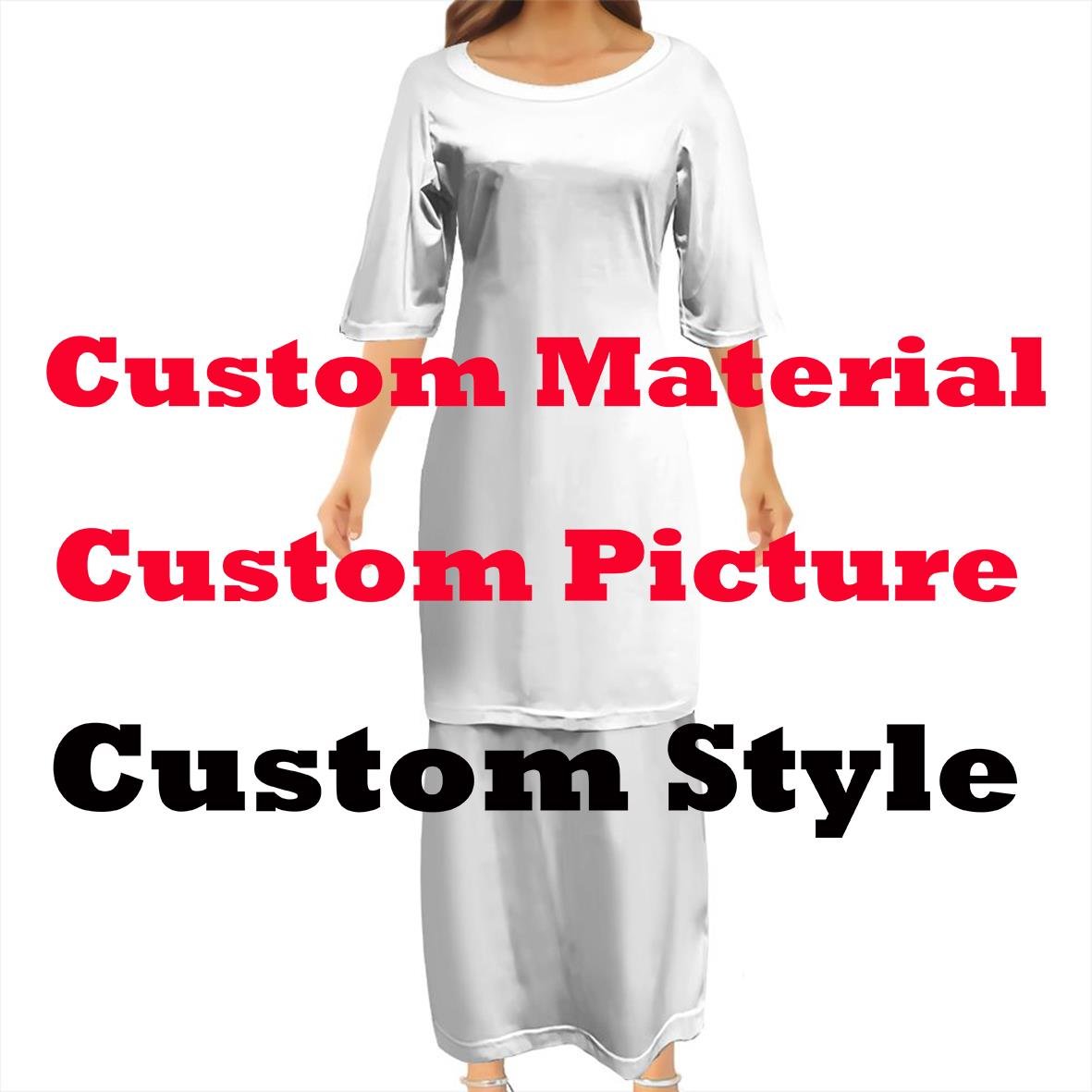 2023 New Arrivals Custom Polynesian Elei Tribal Design Samoan Puletasi Dress Black Ptaha Set Large Size Women's 2 Piece Dresses