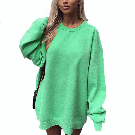 Fashion Women Hoodie Dresses 100% cotton French terry plain sweatshirt oversized long sleeve dress hoodies dress with pockets