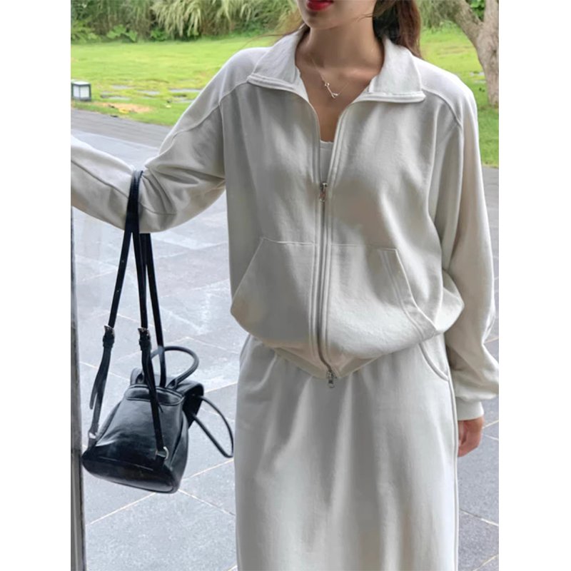 Boutique Wholesale 2024 Autumn New Style Casual Long Sleeved Jacket High Waist Straight Tube Skirt Women's Set