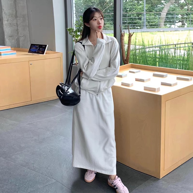 Boutique Wholesale 2024 Autumn New Style Casual Long Sleeved Jacket High Waist Straight Tube Skirt Women's Set