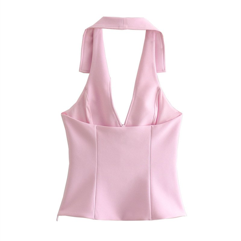 New Sexy Hollow Out Casual Summer Women 2 Piece Halter Crop Top Biker Short Women Two Piece Skort Set Women's Sets