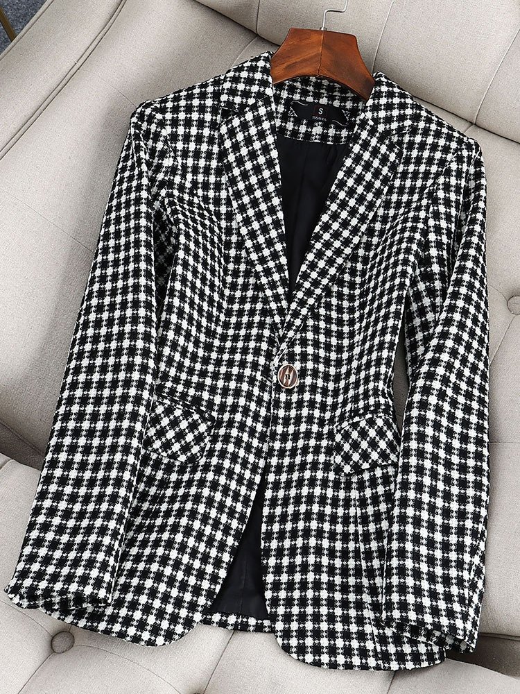 S-4XL Autumn and Winter Women's Long sleeved Professional Small Suit Formal Dress Women's Coat Work Suit