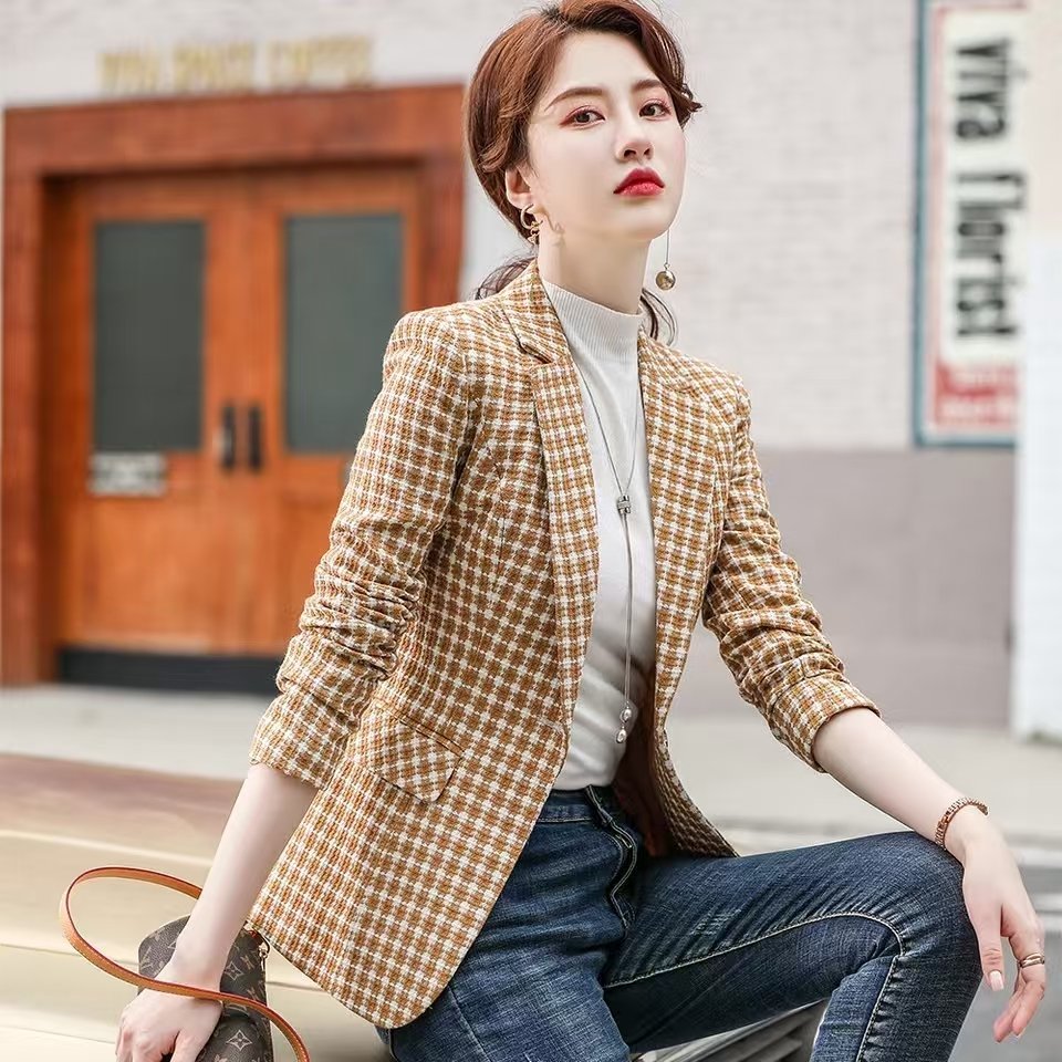 S-4XL Autumn and Winter Women's Long sleeved Professional Small Suit Formal Dress Women's Coat Work Suit