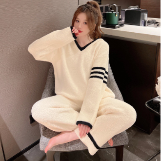 Wholesale Premium Cashmere Hoodies Knit Pajama Set Women's Sleepwear Pajamas Women Lounge Wear Sets