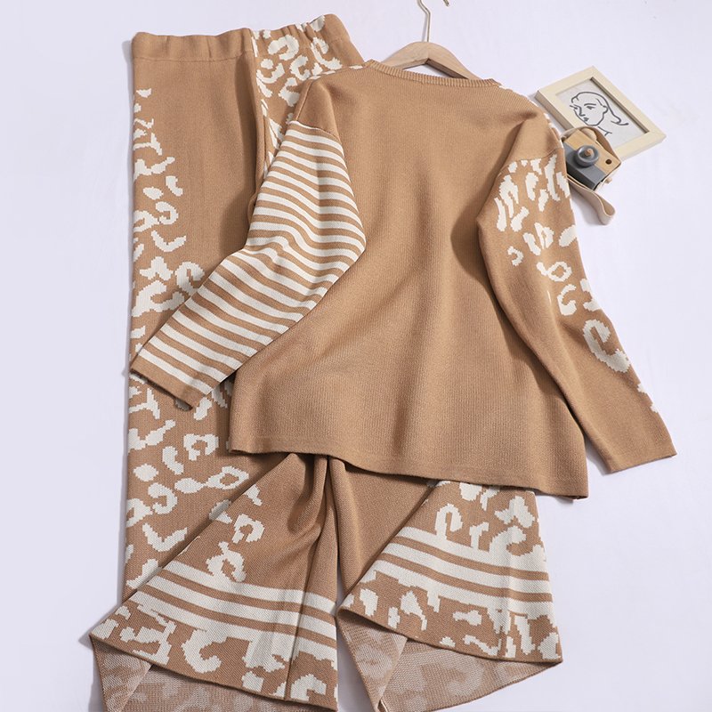 Wholesale 2024 Autumn New Fashionable Loose and Slimming Long Sleeved Sweater High Waisted Long Pants Women's Sets