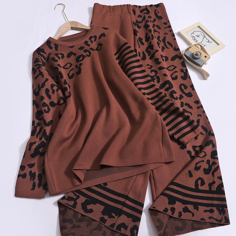 Wholesale 2024 Autumn New Fashionable Loose and Slimming Long Sleeved Sweater High Waisted Long Pants Women's Sets