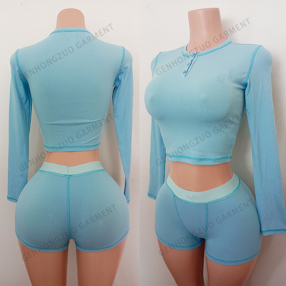Fall 2024 Custom Clothing Loungewear Women Long Sleeves And Foldover Flared Pants Lounge Wear 2 Piece Sets For Women
