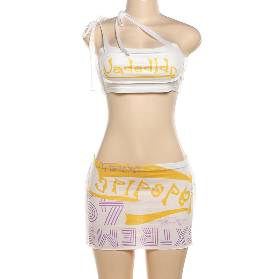 Kliou K24S41987 New arrivals women's sets casual wear sexy bra+skirt 2 piece set women printed outfits clubwear