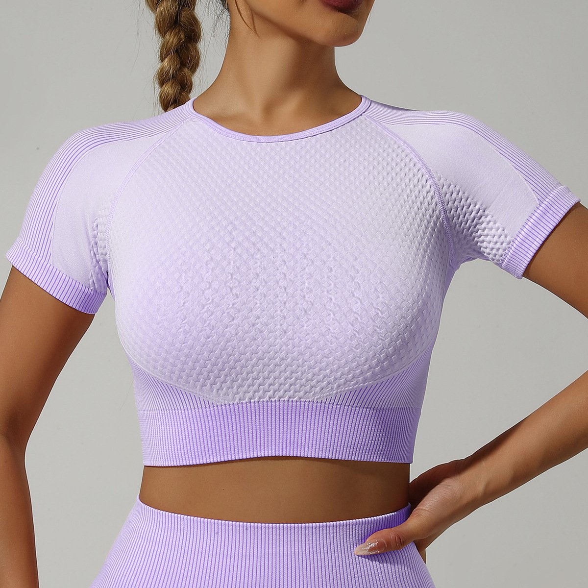 Women Round Neck Tee High Waist Shorts Yoga Suit Lady Cross Back Bra Scrunch Butt Shorts Gym Sets Female Tight Sports Tracksuit