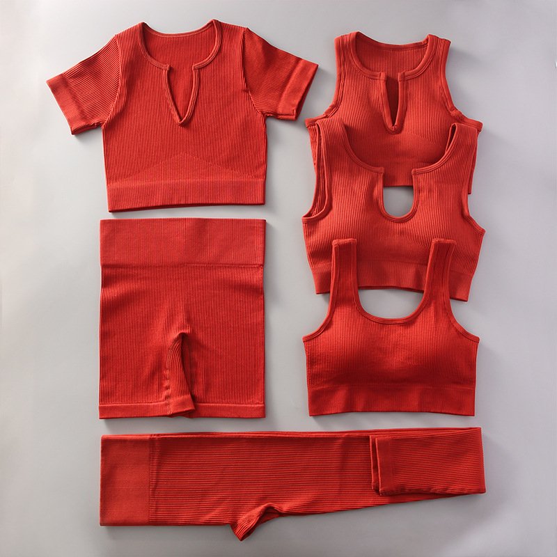 HIgh Quality Gym Match Seamless Outfits T Shirt Bra And Shorts Leggings 2 Piece Yoga Set For Women