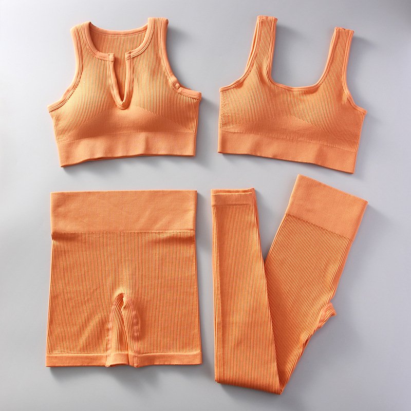 HIgh Quality Gym Match Seamless Outfits T Shirt Bra And Shorts Leggings 2 Piece Yoga Set For Women