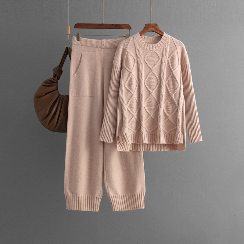 Boutique Wholesale 2024 Autumn New Fashion Pullover Sweater Casual Knitted Pants Women's Set