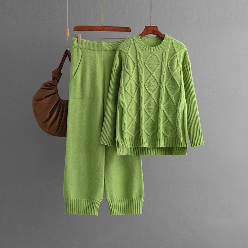 Boutique Wholesale 2024 Autumn New Fashion Pullover Sweater Casual Knitted Pants Women's Set