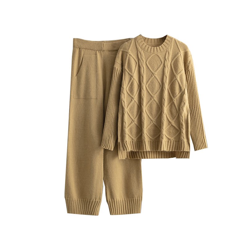 Boutique Wholesale 2024 Autumn New Fashion Pullover Sweater Casual Knitted Pants Women's Set