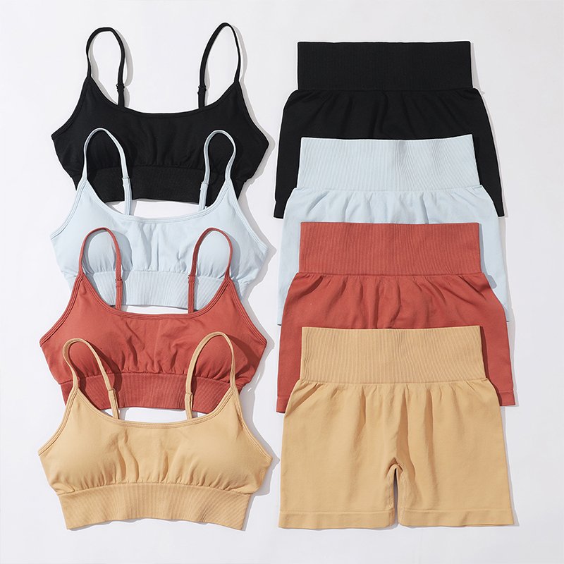 Fashion Seamlss Yoga Set Women Fitness Suspender Bra And Butt Lifting Leggings Activewear 5 Piece Seamless Yoga Sets