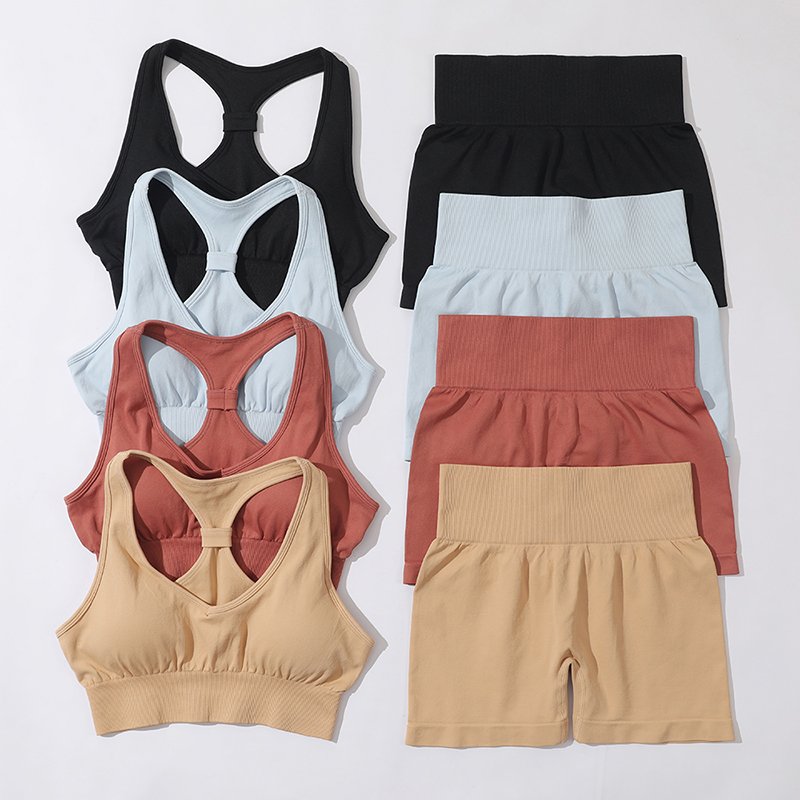 Fashion Seamlss Yoga Set Women Fitness Suspender Bra And Butt Lifting Leggings Activewear 5 Piece Seamless Yoga Sets
