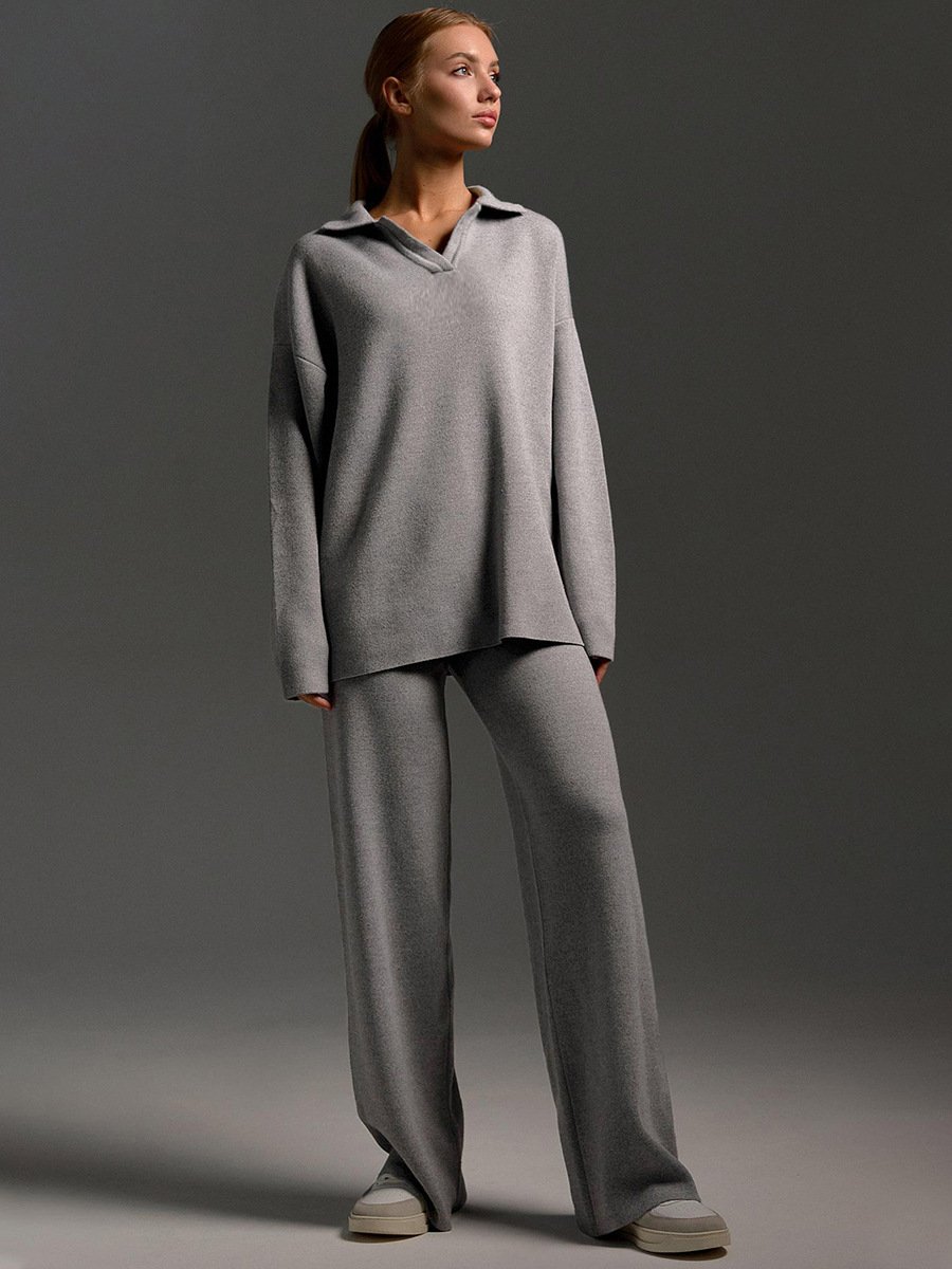 High Quality Custom Logo Winter Luxury Sweater And Pants Sets Solid Color Factory Direct Sale Supports Women