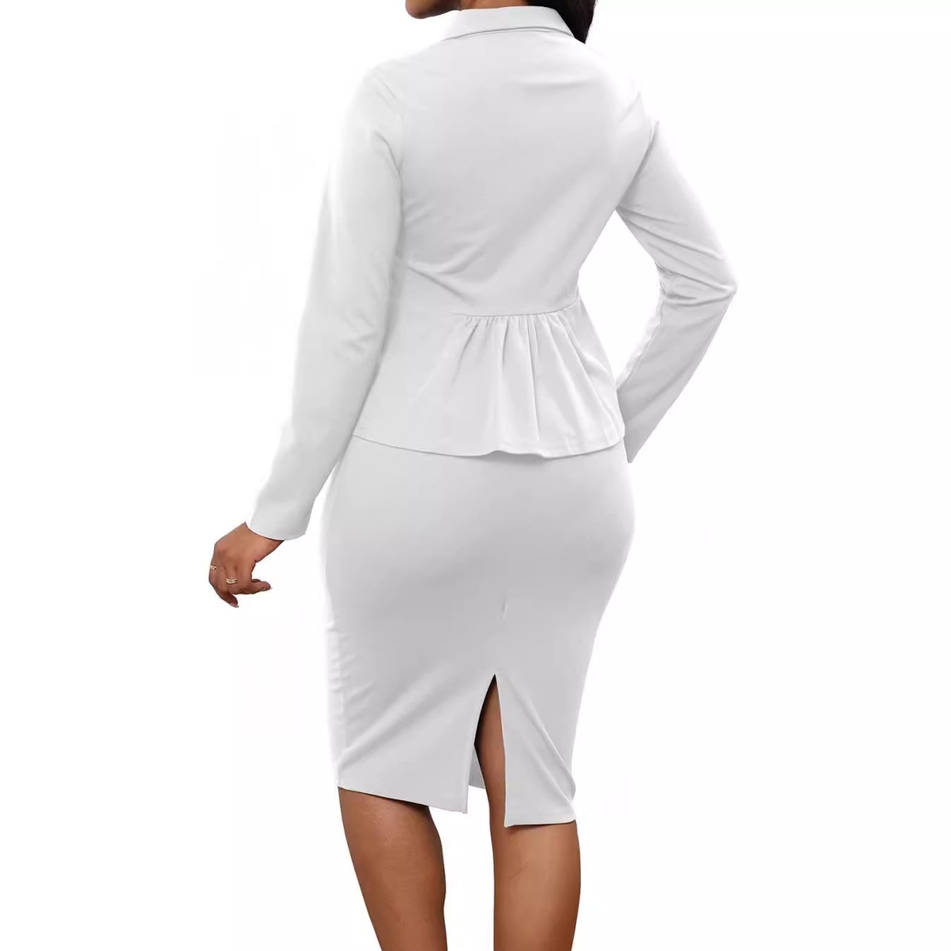 Women's 2 Piece Skirt Suit Set Bodycon Dresses Work Business Lapel Collar Blazer Jacket Hip Package Pencil Skirt